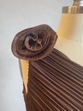 1980s Chiffon Gown / Brown Chiffon Gown / One Shoulder Gown / Size Small