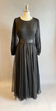 1960's Custom Couture Black Chiffon Dress / Mary Gleason for Bergdorf Goodman /  60's Black Chiffon Gown / Size Large