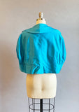 1950's Turquoise Satin Cape / Capelet / 1950's Satin Wrap / Turquoise Evening Cape / Size One Size Fits Most / Small Medium Large