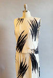 1960s Maxi Dress / black & White Dress / Abstract Print Dress / Linen Dress / Size Medium