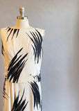 1960s Maxi Dress / black & White Dress / Abstract Print Dress / Linen Dress / Size Medium