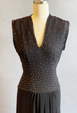 1930s Gown  / 30s Black Dress With Rhinestones / Hollywood Starlet Dress / Black Cocktail Gown / Size Small
