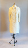 1960's Ivory Suit / 60's Sheath Dress and Matching Jacket / Short Wedding Dress / Silk and Mohair Dress Set / Size Large/ Size XL