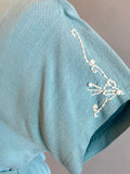 1950s Jacket / Blue Embroidered Blouse / 50s Peplum Jacket / Size Small