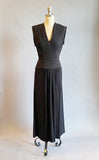 1930s Gown  / 30s Black Dress With Rhinestones / Hollywood Starlet Dress / Black Cocktail Gown / Size Small