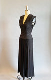 1930s Gown  / 30s Black Dress With Rhinestones / Hollywood Starlet Dress / Black Cocktail Gown / Size Small