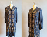 1960s Alfred Shaheen Dress / 60s Shaheen Dress / Border Print Dress / Screen Printed Dress / Size Medium - Size Large