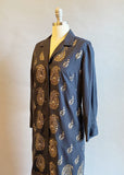 1960s Alfred Shaheen Dress / 60s Shaheen Dress / Border Print Dress / Screen Printed Dress / Size Medium - Size Large