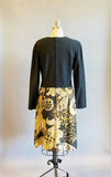 1960s Metallic Dress / Leslie Fay Dress / 1960s Black And Gold Dress / Gold Lamé Dress /Size Medium Size  Large