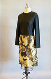 1960s Metallic Dress / Leslie Fay Dress / 1960s Black And Gold Dress / Gold Lamé Dress /Size Medium Size  Large