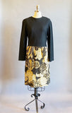 1960s Metallic Dress / Leslie Fay Dress / 1960s Black And Gold Dress / Gold Lamé Dress /Size Medium Size  Large