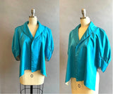 1950's Turquoise Satin Cape / Capelet / 1950's Satin Wrap / Turquoise Evening Cape / Size One Size Fits Most / Small Medium Large