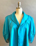 1950's Turquoise Satin Cape / Capelet / 1950's Satin Wrap / Turquoise Evening Cape / Size One Size Fits Most / Small Medium Large