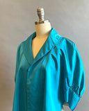 1950's Turquoise Satin Cape / Capelet / 1950's Satin Wrap / Turquoise Evening Cape / Size One Size Fits Most / Small Medium Large