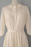 1950s Eyelet Wedding Dress / 50s Ivory Silk Eyelet Wedding Dress / 1950s Wedding Dress / Eyelet Lace Dress / Size Small Size Medium