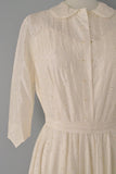 1950s Eyelet Wedding Dress / 50s Ivory Silk Eyelet Wedding Dress / 1950s Wedding Dress / Eyelet Lace Dress / Size Small Size Medium