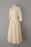 1950s Eyelet Wedding Dress / 50s Ivory Silk Eyelet Wedding Dress / 1950s Wedding Dress / Eyelet Lace Dress / Size Small Size Medium