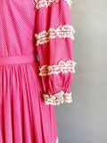 1960’s Pink Dotted Swiss and Lace Fiesta Set / Size Medium