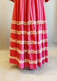1960’s Pink Dotted Swiss and Lace Fiesta Set / Size Medium