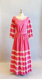 1960’s Pink Dotted Swiss and Lace Fiesta Set / Size Medium