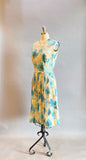 1960's Rose Print Dress / 1960's Stacy Ames Dress / Blue Rose Print / 1960's Day Dress / Size Medium