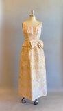 1950's Evening Gown / 1950s Pink and Gold Brocade Dress / 1950's Party Dress/ Gold Dress / 1950s Formal / Pink Gown / Size Small