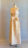1950's Evening Gown / 1950s Pink and Gold Brocade Dress / 1950's Party Dress/ Gold Dress / 1950s Formal / Pink Gown / Size Small