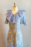 1930s Floral Dress / 1930s Lawn Dress / 1930s Day Dress / Casual Wedding Dress / Size Medium Size Large