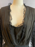 Black Victorian Blouse / Black Silk Blouse / Edwardian Victorian Blouse / Size Medium