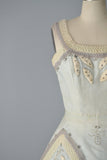 Rare 1950s FONTANA Dress / Sorelle Fontana Couture Dress / Pale Blue Organdy Dress w/ Appliqués / Fit and Flare Party Dress / Size Small