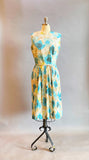 1960's Rose Print Dress / 1960's Stacy Ames Dress / Blue Rose Print / 1960's Day Dress / Size Medium