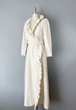 1980s Gown / Ivory Evening Dress / Ruffled Wrap Dress / 1980s Formal Dress / Casual Wedding Dress / Size Medium
