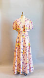 1930's Floral Dress  / 30's Dress With Jacket / Silk Taffeta Gown / 30's Hostess Dress / Size Medium