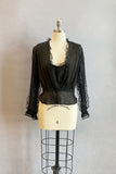 Black Victorian Blouse / Black Silk Blouse / Edwardian Victorian Blouse / Size Medium