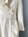 1980s Gown / Ivory Evening Dress / Ruffled Wrap Dress / 1980s Formal Dress / Casual Wedding Dress / Size Medium