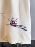 1940s Catalina Marlin Shirt / Rare Catalina Marlin Shirt /Hand Printed Back Panel Shirt / 1940s Rayon Hawaiian Shirt /Size Medium Size Large