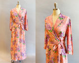 1940s Dressing Gown / 1940s House Dress / 1940s Lawn Dress / 1940s Floral Dress / Size Small