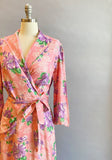 1940s Dressing Gown / 1940s House Dress / 1940s Lawn Dress / 1940s Floral Dress / Size Small