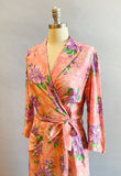 1940s Dressing Gown / 1940s House Dress / 1940s Lawn Dress / 1940s Floral Dress / Size Small