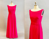 1960s Pink Gown / 1960s Formal Dress / 1960s Linen Gown / Size Small  Medium