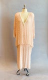 1980s Judith Ann Dress / 80s Pink Beaded Dress / 1980s Cocktail Dress / 1920s Style Dress / Great Gatsby Dress / Size Extra Large