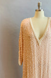 1980s Judith Ann Dress / 80s Pink Beaded Dress / 1980s Cocktail Dress / 1920s Style Dress / Great Gatsby Dress / Size Extra Large