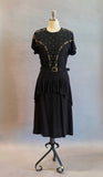 1940s Black Studded Dress / 1940s Party Dress / 1940s Cocktail Dress / Size Small - Medium