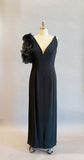 1960's Black Gown /1960's Evening Gown / Audrey Hepburn Dress / Feather Dress / Size Medium