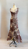 1960s Gown / 1960s Evening Gown / Mod Floral Print Dress / Mermaid Dress / Size Small