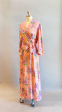 1940s Dressing Gown / 1940s House Dress / 1940s Lawn Dress / 1940s Floral Dress / Size Small