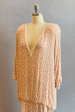 1980s Judith Ann Dress / 80s Pink Beaded Dress / 1980s Cocktail Dress / 1920s Style Dress / Great Gatsby Dress / Size Extra Large