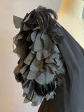 1960's Black Gown /1960's Evening Gown / Audrey Hepburn Dress / Feather Dress / Size Medium