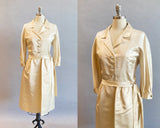 1950's Ivory Silk Dress / Mollie Parnis Dress / 50's Cocktail Dress / Mollie Parnis for Bonwit Teller / Short Wedding Dress / Size Medium