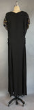 1930s Jeweled Gown / Rare Size XL / 1930s Black Silk Crepe Gown With Gem Tone Jewels on Sleeves / Rare Vintage Size Extra Large